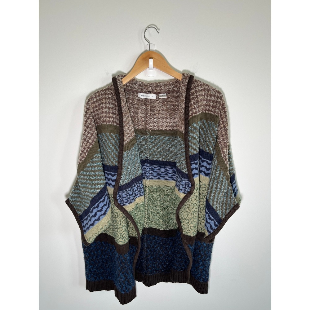 Liz Claiborne Granola Cottage Womens Cardigan L Multicolor Earthy Boho Artsy